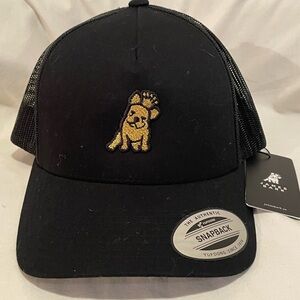 Classic Black Snapback Hat with Gold Frenchy Dog Patch